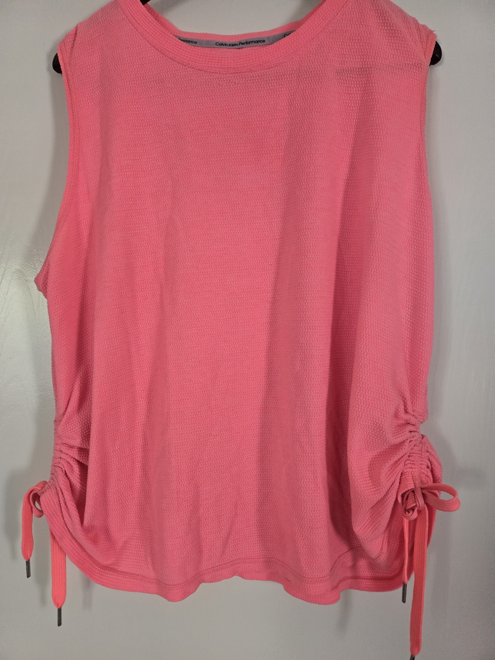 Calvin Klein Sz 2x Performance Neon Pink Side-Drawstring Muscle Tank - Picture 2 of 8